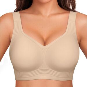 NEW NWT Beige Plus Size Full Coverage Seamless Push Up Wirefree Jelly Bra OEAK